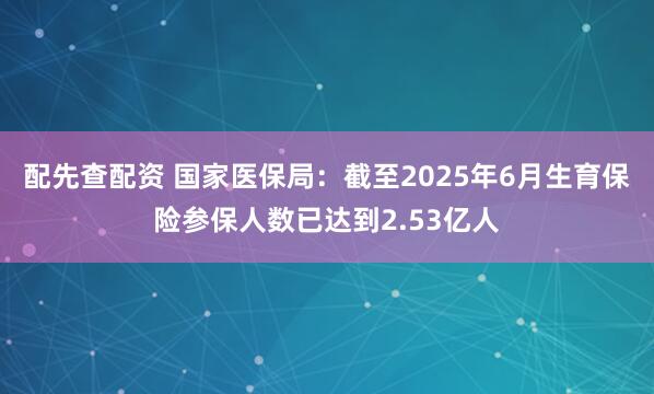 配先查配资 国家医保局：截至2025年6月生育保险参保人数已达到2.53亿人